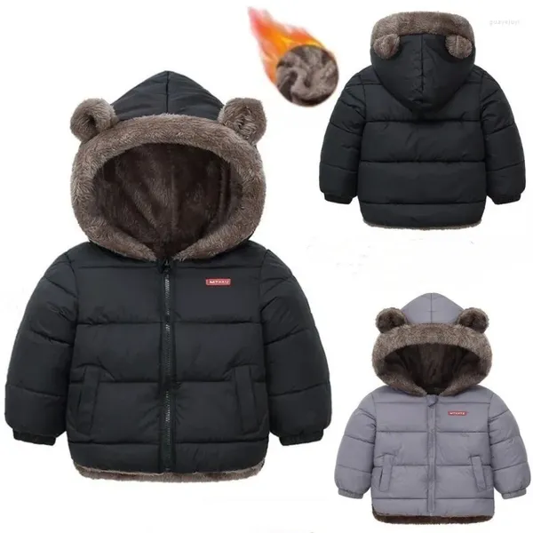 Piumino per bambini, spesso, caldo cashmere, giacca addensata, inverno, ragazzi, ragazze, tinta unita, parka con cappuccio, per 1-6 anni