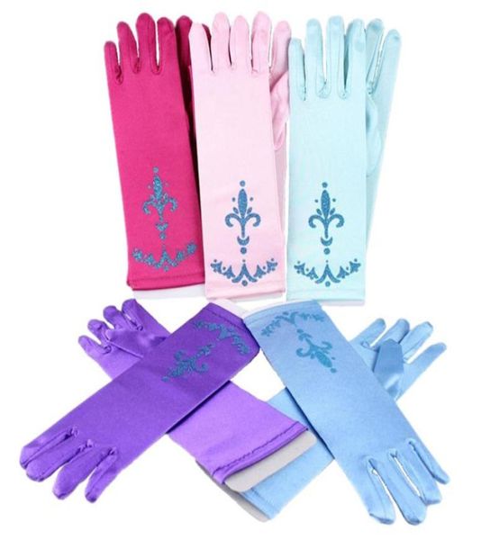 Косплей перчатки принцессы для детей, девочек, атласные перчатки с принтом для вечеринки, Рождества, Хэллоуина, 9 цветов, A8607991297
