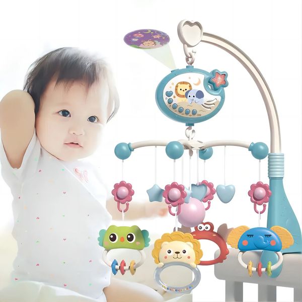 born Baby-Bettglocke, Spielzeug, drehbar, hängende Projektion, rotierende Fernbedienung, Musik, beruhigende Emotionen, Geschenk für Kleinkinder, Spielzeug 240105