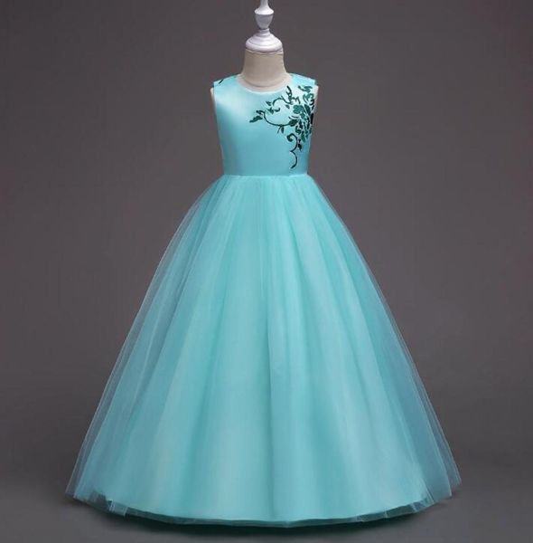 Европейско-американские платья принцессы для девочек с вышивкой и цветочной марлей, детские свадебные платья, детское вечернее платье на день рождения Dinn6056321