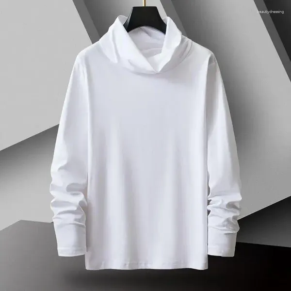 T-shirt da uomo 2024 Autunno Inverno Casual Manica lunga da uomo Dolcevita solido T-shirt Uomo Top Tee Nero Bianco Grigio