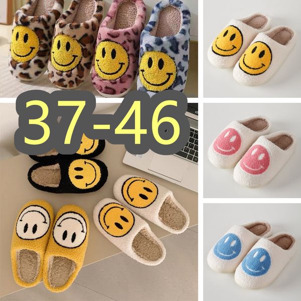 Heiße Mode Frauen Lächeln Winter Hausschuhe Weiche Plüsch Kunstpelz Schuhe Damen Flauschigen Pelzigen Flache Hause Innen Paar Baumwolle Smiley gesicht Walking Schuh