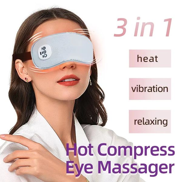 Máquina de massagem de olhos com instrumento de vibração de compressa, máscara de cuidados faciais, presente, dispositivo de calor, massageador elétrico 240106