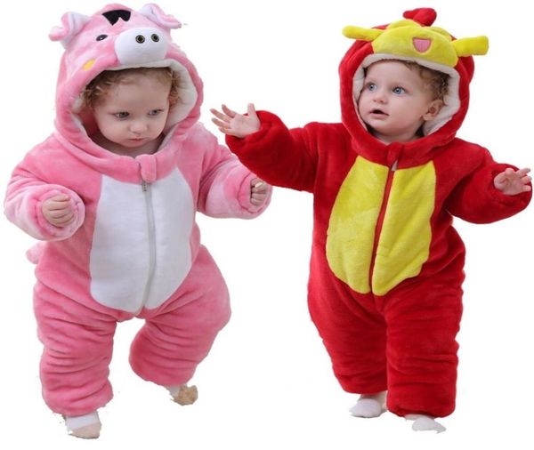 Bebê menina macacão outfits trajes de porco velo recém-nascido roupas de inverno peixinho infantil jaqueta hoodies macacão mais quente casacos de menina 2104178485