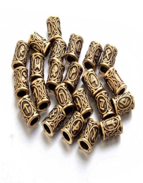 24pcs Top Gümüş İskandinav Viking Runes Charms Boncuklar Sakal veya Saç Vikings Rune Kits4447416