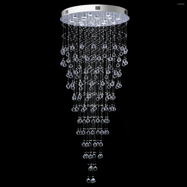 Lampadari Scala Lampadario in cristallo grande foyer per soffitto alto -16 luci Moderna spirale a goccia di pioggia