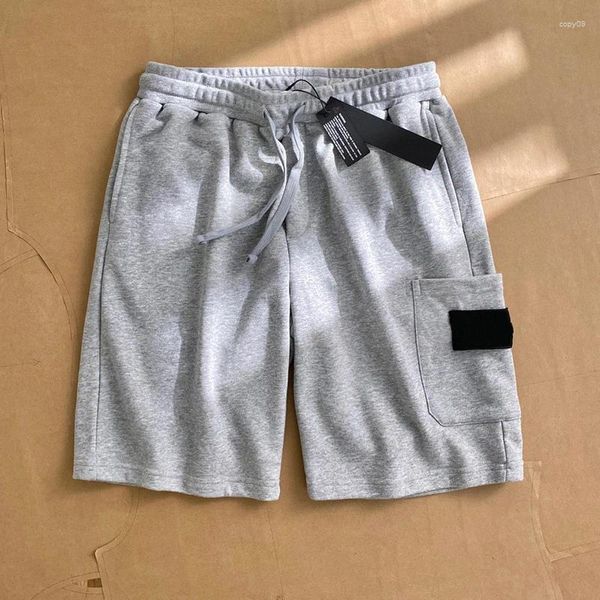 Shorts masculinos casual bordado solto cordão primavera verão algodão streetwear workwear calças na altura do joelho ma876