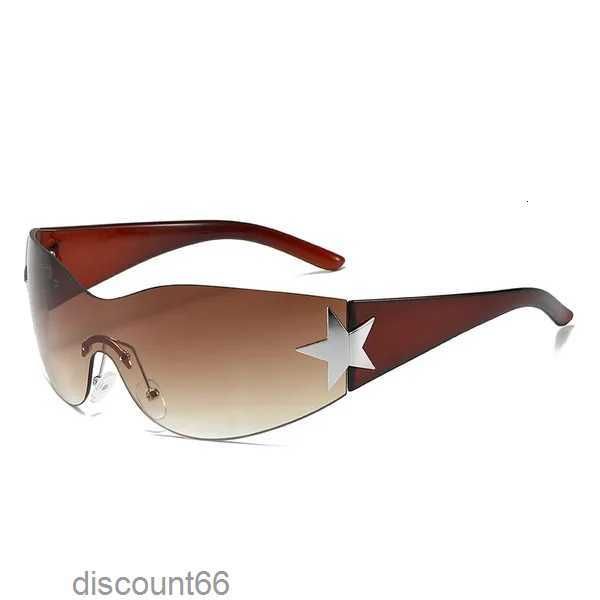 2023 Star One Piece Luxus Punk Randlose Sonnenbrille Frauen Markendesigner Y2K Sonnenbrille Männer Goggle Shades UV400 Mode Brillen SG559 6VO12