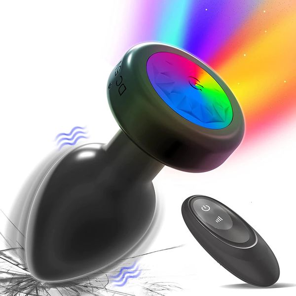 Vibrierender Analplug Butt Plug Vibrator Prostata-Massagegerät Fernbedienung G-Punkt-Stimulator LED-Licht Erwachsenes Sexspielzeug für Männer Frauen 240106