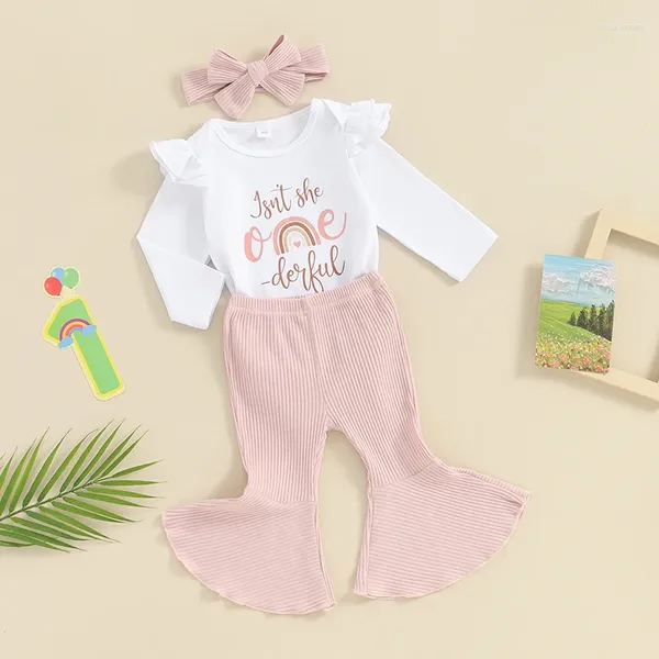 Set di abbigliamento set per bambini outfit di compleanno da bambina groovy 1-5t ganer camicie fiore a campana fiore fascia