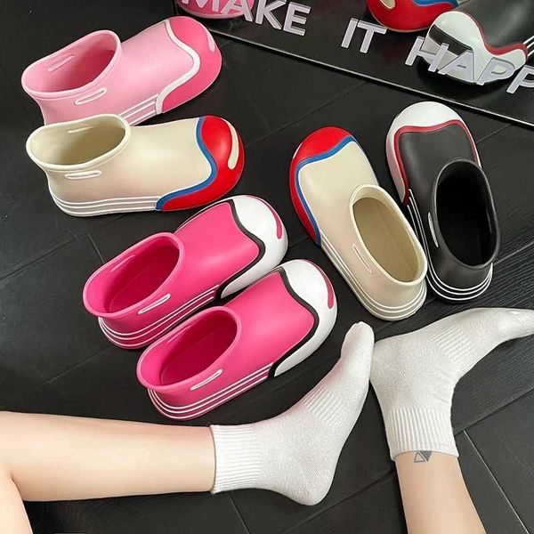 Neue Kawaii Regen Stiefel Frauen Wasserdichte Gummi Schuhe Nette Kinder Komfort Garten Arbeiten Galoschen Damen 230922