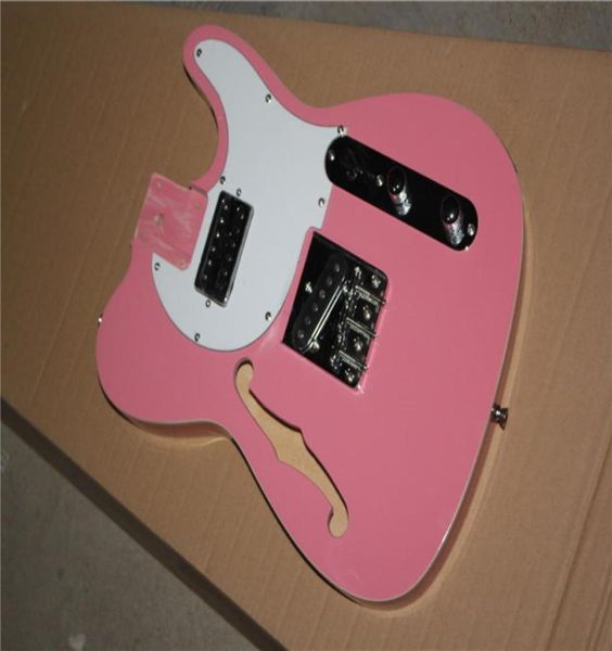 Corpo speciale per chitarra elettrica rosa semicavo con rilegatura del corpo Battipenna bianco Può essere personalizzato come richiesto3103824