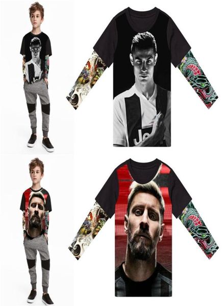 Bebê menino camiseta 3d bela tatuagem impressão grandes crianças futebol estrela camisetas criativas t camisa 214y crianças039s roupas de algodão topos t29538500