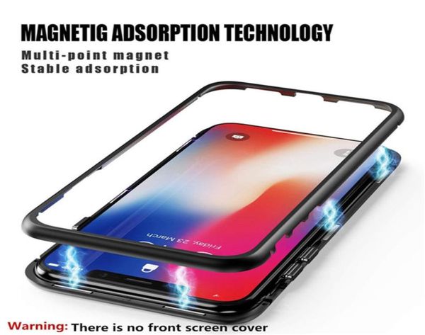 Adsorção magnética quadro de metal vidro temperado volta ímã casos capa para iphone 6s 7 8 plus xr xs max samsung galaxy s103951101