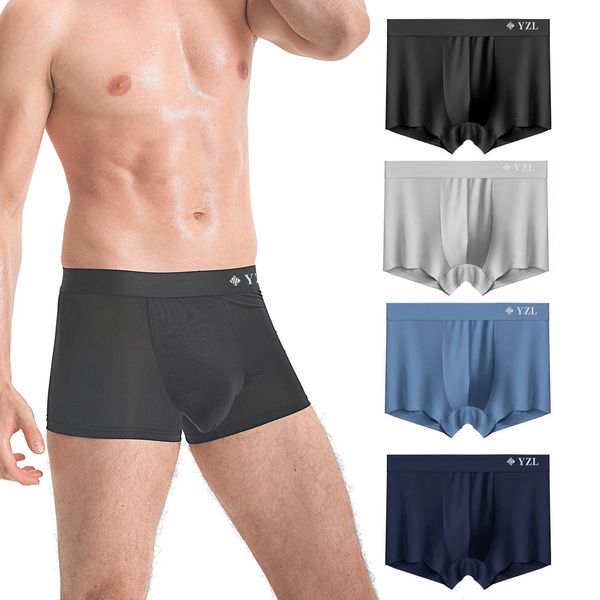 Moda Erkekler Buz İpek iç çamaşırı iç çamaşırları boksör fitness spor yüksek performanslı elastik tracess erkek iç çamaşırı külotları 240105