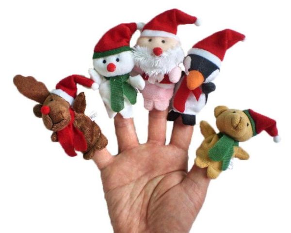 Tema de natal dos desenhos animados fantoche de dedo santa elk boneco de neve pinguim educação precoce brinquedo de pelúcia interação pai-filho natal kid6794754