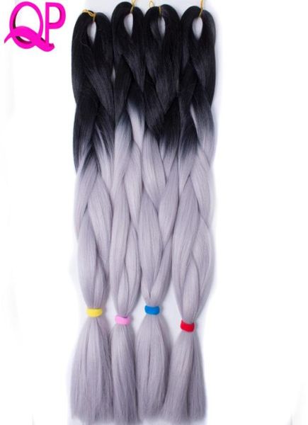 Ombre Jumbo Yaki intrecciare i capelli 100 g 1 pz 24 pollici fibra sintetica ad alta temperatura nero argento grigio verde scuro marrone bordeaux4514453