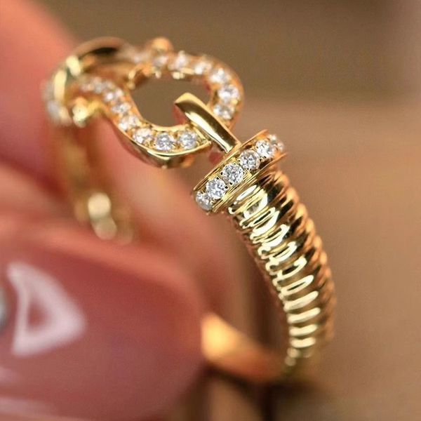 Luxus Hufeisen Designer Ringe 18K Gold Hufeisen Eimer Schloss Glänzender Kristall Bling Diamant CZ Zirkon Charm Ring Frauen Verlobungsschmuck