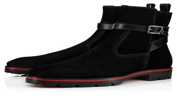 Роскошные дизайнерские ботинки для мужчин, ботильоны в стиле Kicko, черная замша из телячьей кожи, элегантные мужские туфли на низком каблуке Booty7135564