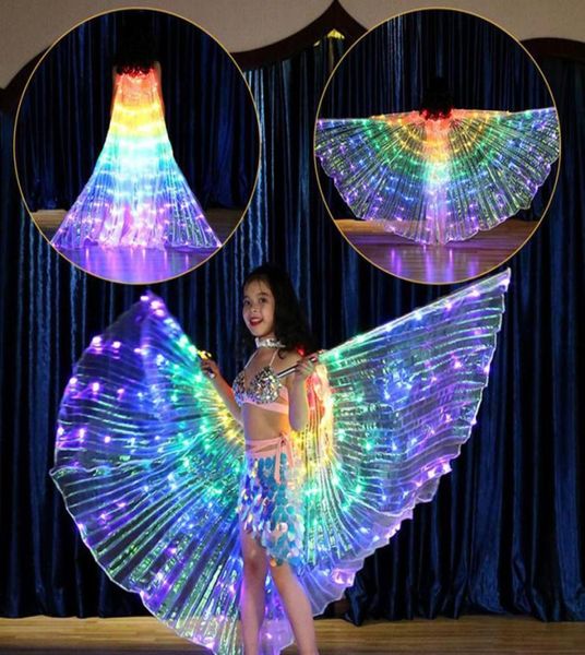 Kızlar Renkli Led Işık Göbek Dans Kanatları Kelebek Kostümleri Oryantal Hint Bellydance Performans Dans Aksesuarları G9174168