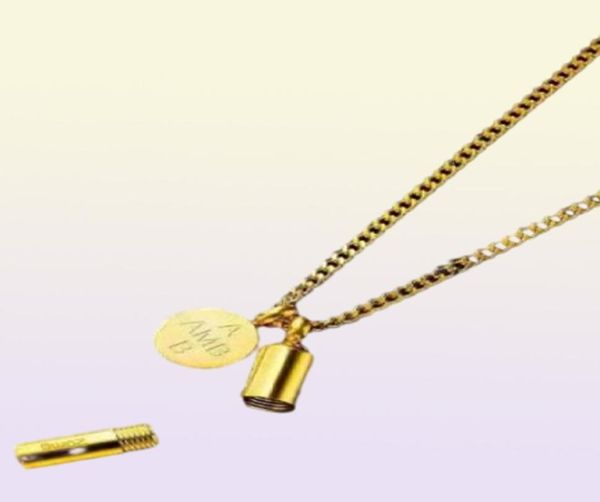 Cápsula aberta pingente colar masculino feminino luxo designer carta pingentes aço inoxidável masculino cubano link chain gold2706113