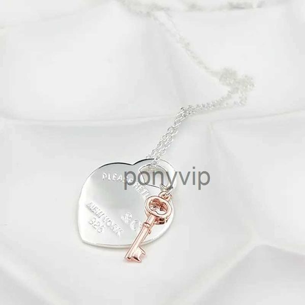 Collane con ciondolo Collana con cuore e chiave per donna 1.925 gioielli in argento sterling di lusso Regali Co Drop C6PV 9F6W 6YDG 6YDG4BMX 4BMX 4BMX