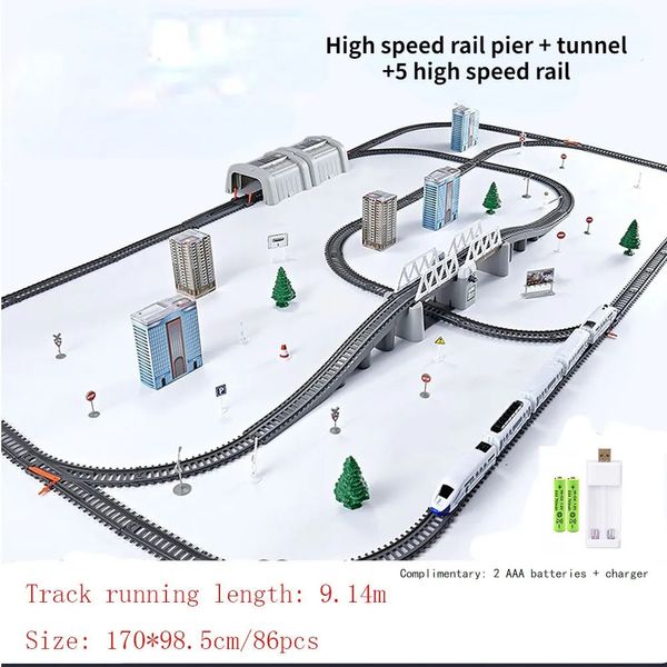 Yüksek hızlı tren elektrikli demiryolu tren modeli izleme oyuncakları yüksek simülasyon modeli oyuncaklar montaj çocuk için oyuncak 240105