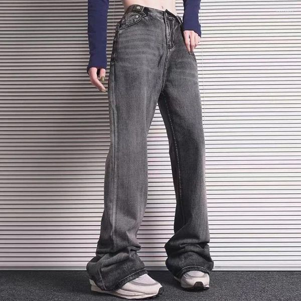 Männer Jeans High Street Harajuku Stil Vintage Gerade Breite Bein Denim Hosen Männer Und Frauen Baggy Casual Flare Y2K übergroße