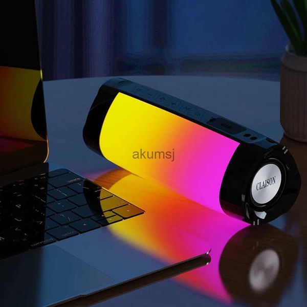 Tragbare Lautsprecher Tragbares kühles Licht Drahtloser Bluetooth-Lautsprecher Dual-Lautsprecher Mini kleiner Stereo-Bass-Subwoofer-Lautsprecher mit Mikrofonbox für Telefon YQ240106