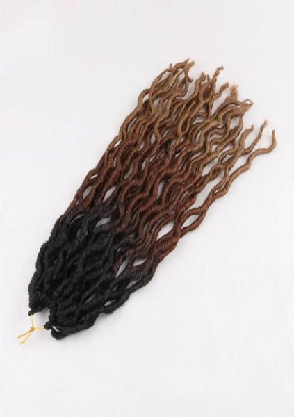 18-дюймовое длинное синтетическое плетение с эффектом омбре, наращивание волос из искусственных локонов, вьющиеся вязанные крючком волосы, мягкие дреды, вязанные крючком косички Nu Locs Blac6095498