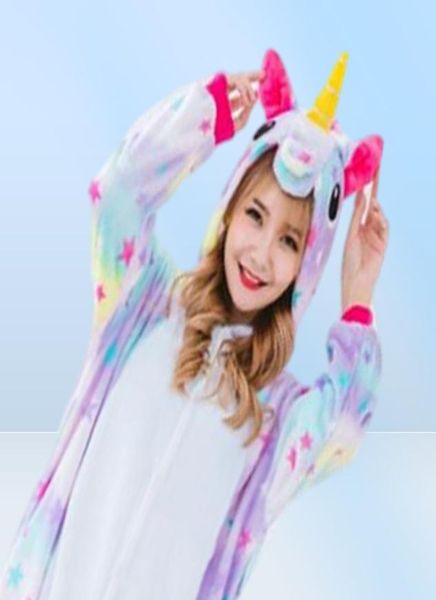 Stern Einhorn Kostüm Damen039s Onesies Pyjamas Kigurumi Overall Hoodies Erwachsene Halloween Kostüme5025246