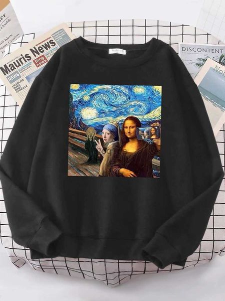 Frauen Hoodies Sweatshirts Bild von mir und Mona Lisa weibliche Sweatshirt Harajuku All-Match Hoody Mode S-XXL Hoodies Vintage hochwertige Top Frauen
