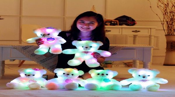 38 cm urso multicolorido luz led brilho urso bonito brinquedo de pelúcia brinquedo do bebê presente de aniversário8041289