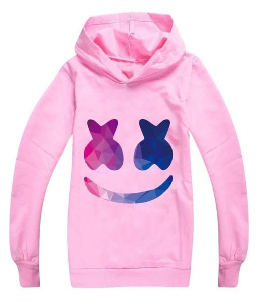 Marshmello dj máscara crianças manga longa hoodies boygirl topos adolescente crianças moletom jaqueta com capuz casaco de algodão roupas9884854