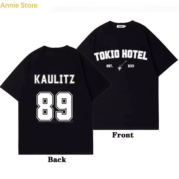 Tokio el T-shirt Rock Band Kaulitz Indietro Stampa Germania Estate Manica corta Maglietta nera Uomo Donna Abiti semplici 240106