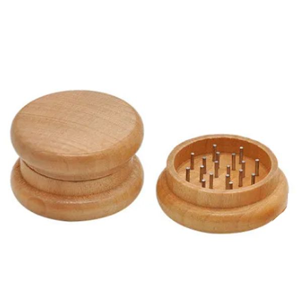 Smerigliatrici rotonde in legno massello tipo erba 52mm Accessori per fumatori 2 strati Frantoio per tabacco Smerigliatrice manuale per erbe HK Disponibile all'ingrosso