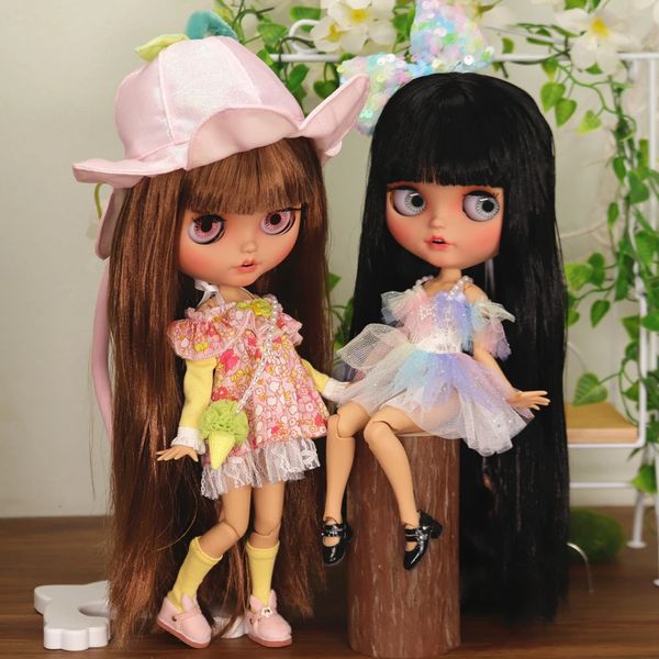 ICY DBS Blyth Boneca fazendo beicinho boca bronzeada pele fosca rosto conjunto corpo 16 BJD OOAK Ob24 Anime Girl 240105