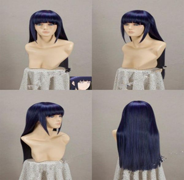 100 novas perucas de moda de alta qualidadegtgtNarutos Shippuden Hinata Hyuga BlueBlack Mixed Cosplay Wig 80cm W016478914