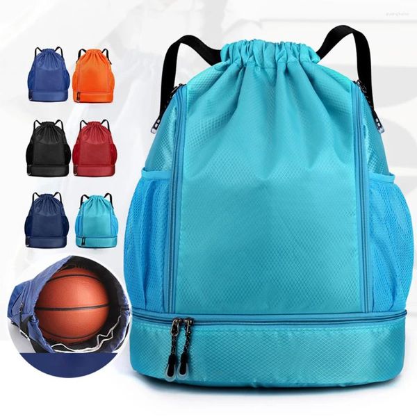 Okul Çantaları Naylon Spor Drawstring Sırt Çantası Fitness Seyahat Açık Sackpack Kadın Erkekler Büyük Kapasiteli Yoga Spor Salonu Yüzme Plaj Basketbol Çantası