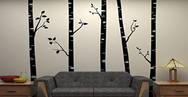 5 grandes árvores de bétula com galhos adesivos de parede para quarto de crianças removível arte de parede berçário de bebê decalques de parede citações d641b 2012019466528
