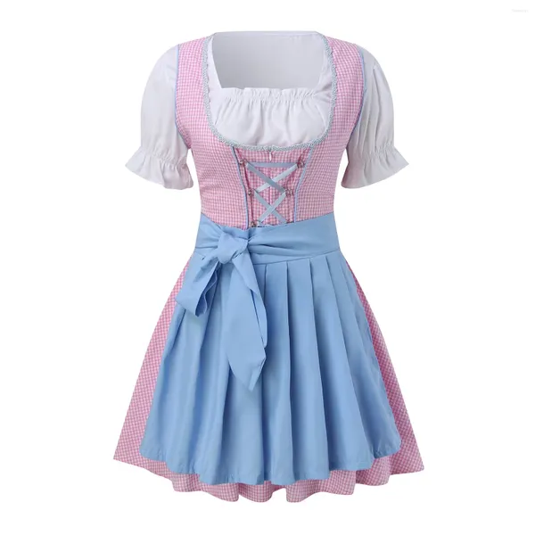 Lässige Kleider Traditionelles deutsches Dirndlkleid Biermädchenkostüm Bayerisches Oktoberfest für Frauen 2024 Cosplay Halloween Fancy