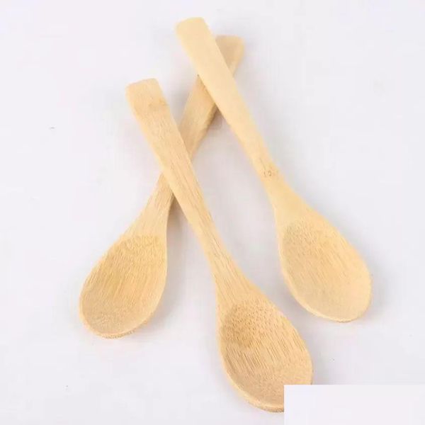 Cucchiai 13 cm rotondo bambù cucchiaio di legno zuppa tè caffè miele agitatore miscelazione strumenti di cottura catering utensile da cucina all'ingrosso Drop Deliv Dhvdg