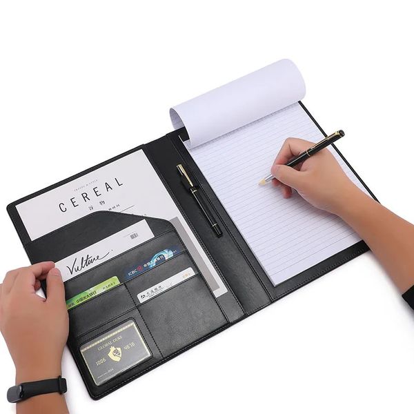 Cartella portadocumenti A4 Business Padfolio per portadocumenti Cartella per appunti Caculator Organizer in pelle PU Blocco note per riunioni Office 240105