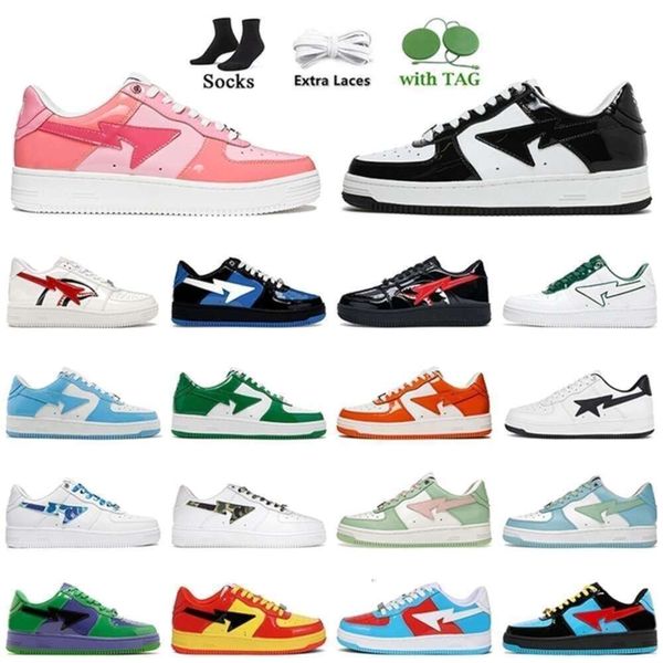 Designer Sta Sk8 Scarpe per Uomo Donna Sneakers basse Vernice Nero Baby Blue Rosa Arancione Verde Grigio Triple Bianco Marrone Beige Colore blu scuro Combo Scarpe da ginnastica da uomo