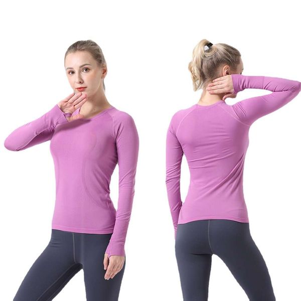 Nuovo vestito da yoga Top T-shirt a maniche lunghe da donna 2.0 Girocollo Slim Fit Running Abbigliamento sportivo Abbigliamento donna Magliette bianche da donna Collant da palestra