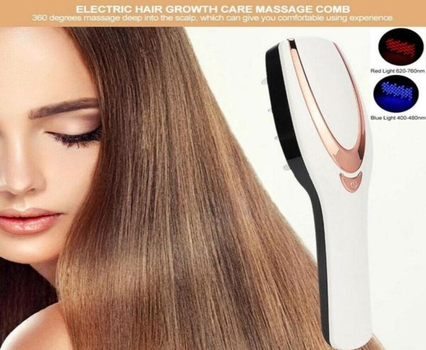 Potherapy Luce LED per la crescita dei capelli Pettine Testa vibrante Massaggiatore Spazzola USB Ricaricabile Trattamenti per la perdita dei capelli del cuoio capelluto Sollievo dallo stress4985204