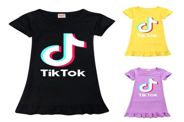 Tik Tok Vestito Per Grandi Vestiti Della Ragazza Bambini di Estate Stampa di Cotone Volant Casual Tunica Kid Casa Pigiama Abito Vestido1249941