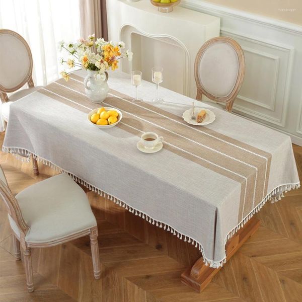 Toalha de mesa reutilizável com borla, anti-rugas, anti-encolhimento, decoração de casa para mesas retangulares