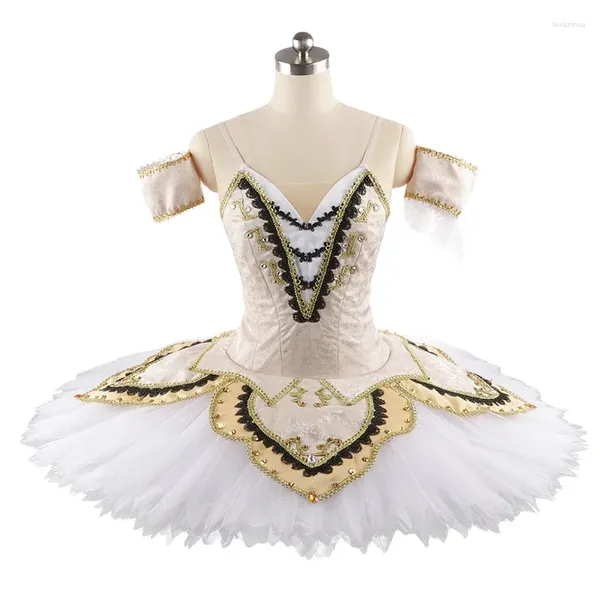 Palco desgaste fino acabamento personalizado tamanho 12 camadas meninas mulheres competição desempenho brilhante branco ouro preto profissional ballet tutu