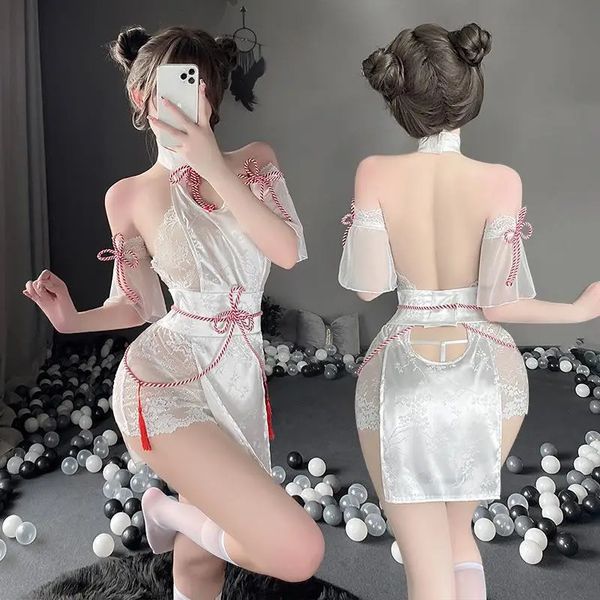 Seksi iç çamaşırı cheongsam iç çamaşırı anime tilki iblis elbise üniforma dantel püskül kadın cadılar bayramı cosplay kostümler bayanlar kıyafetler 240106